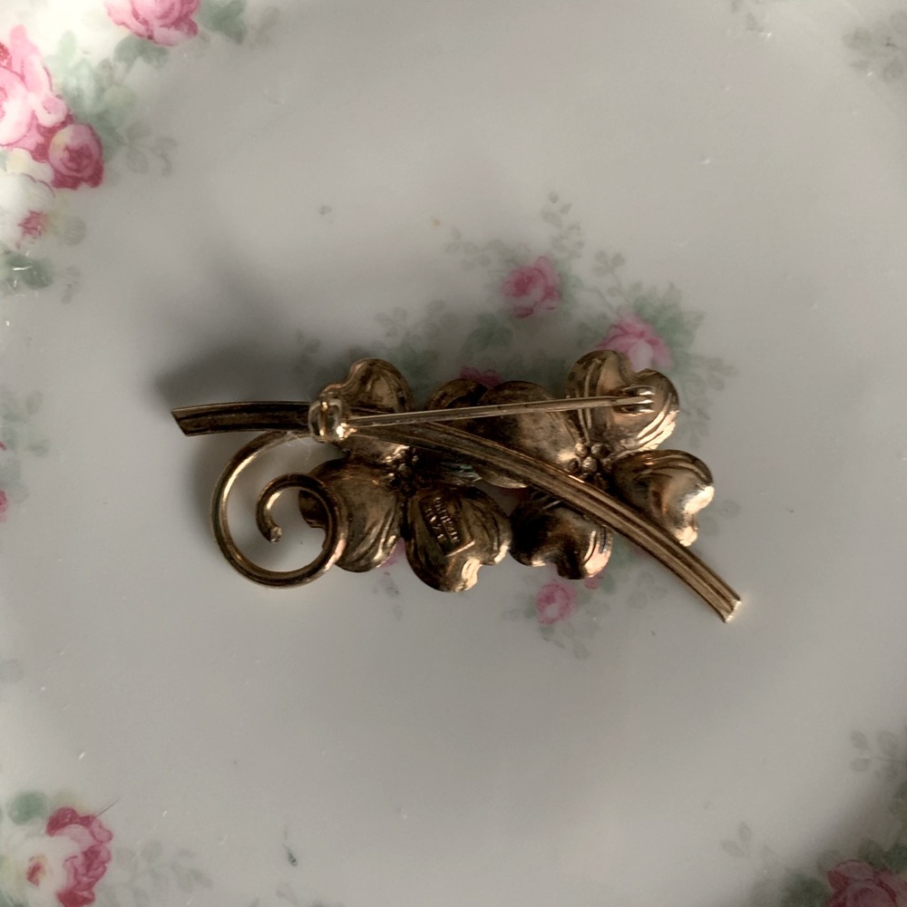 Vintage Sterling Beau Dogwood Pin - Picture 2 of 3